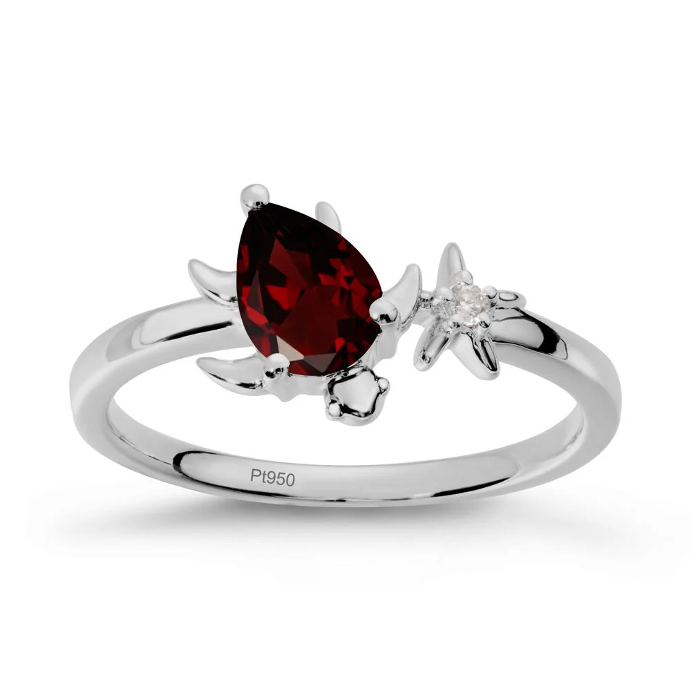 Pear Garnet Turtle and Starfish Ring - Image 8