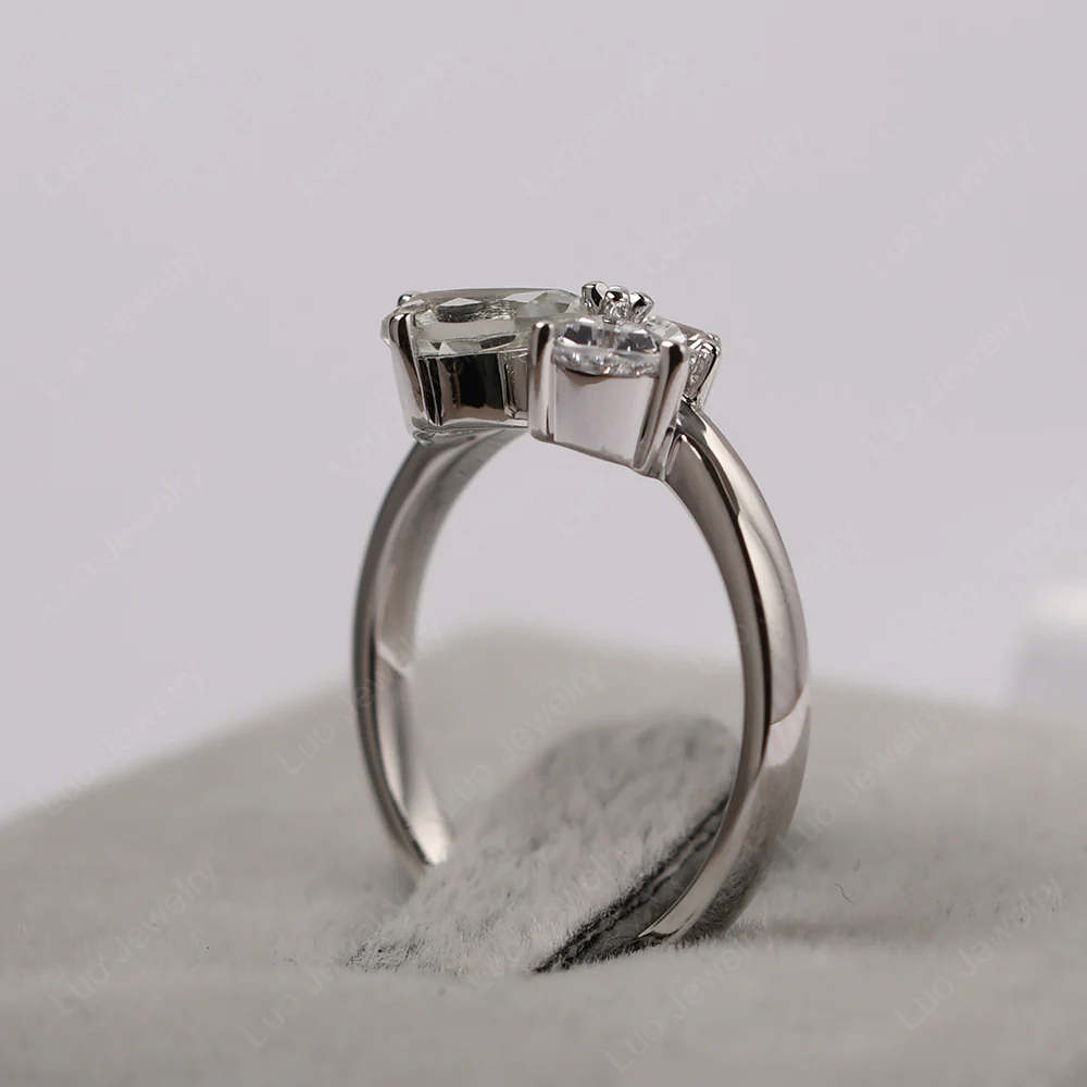 Pear Green Amethyst Cluster Engagement Ring - Image 3