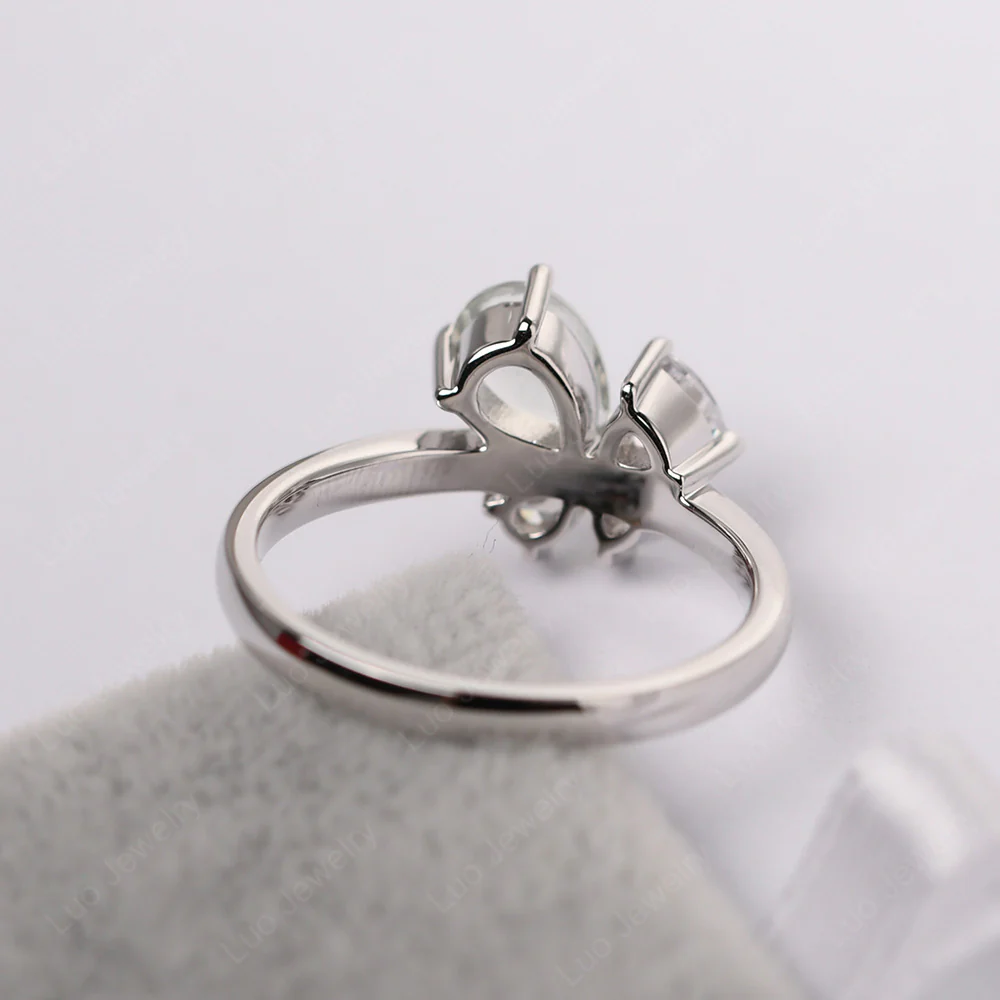 Pear Green Amethyst Cluster Engagement Ring - Image 4