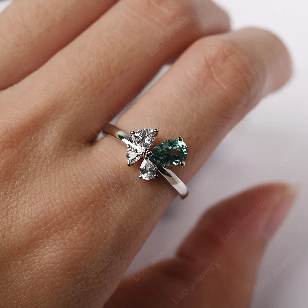 Green Sapphire 4 Stone Ring - Image 5
