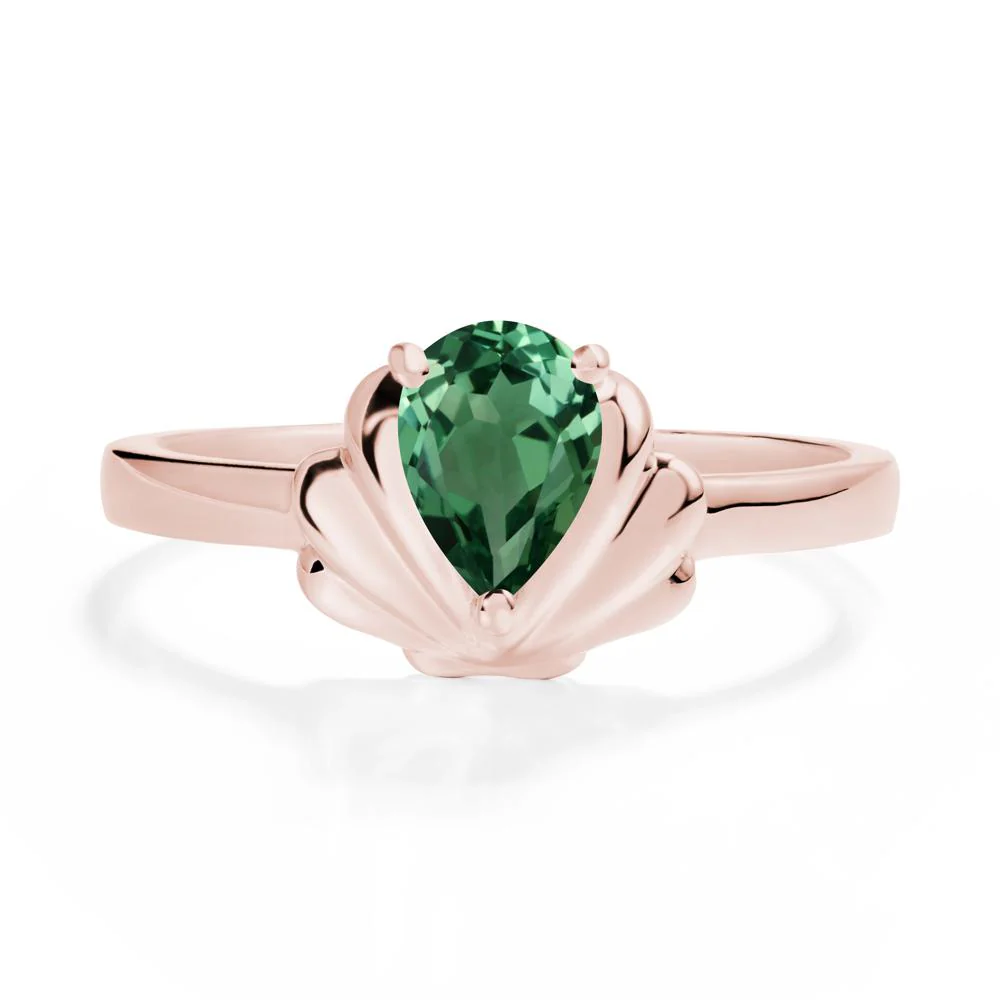 Pear Green Sapphire Shell Engagement Ring - Image 4