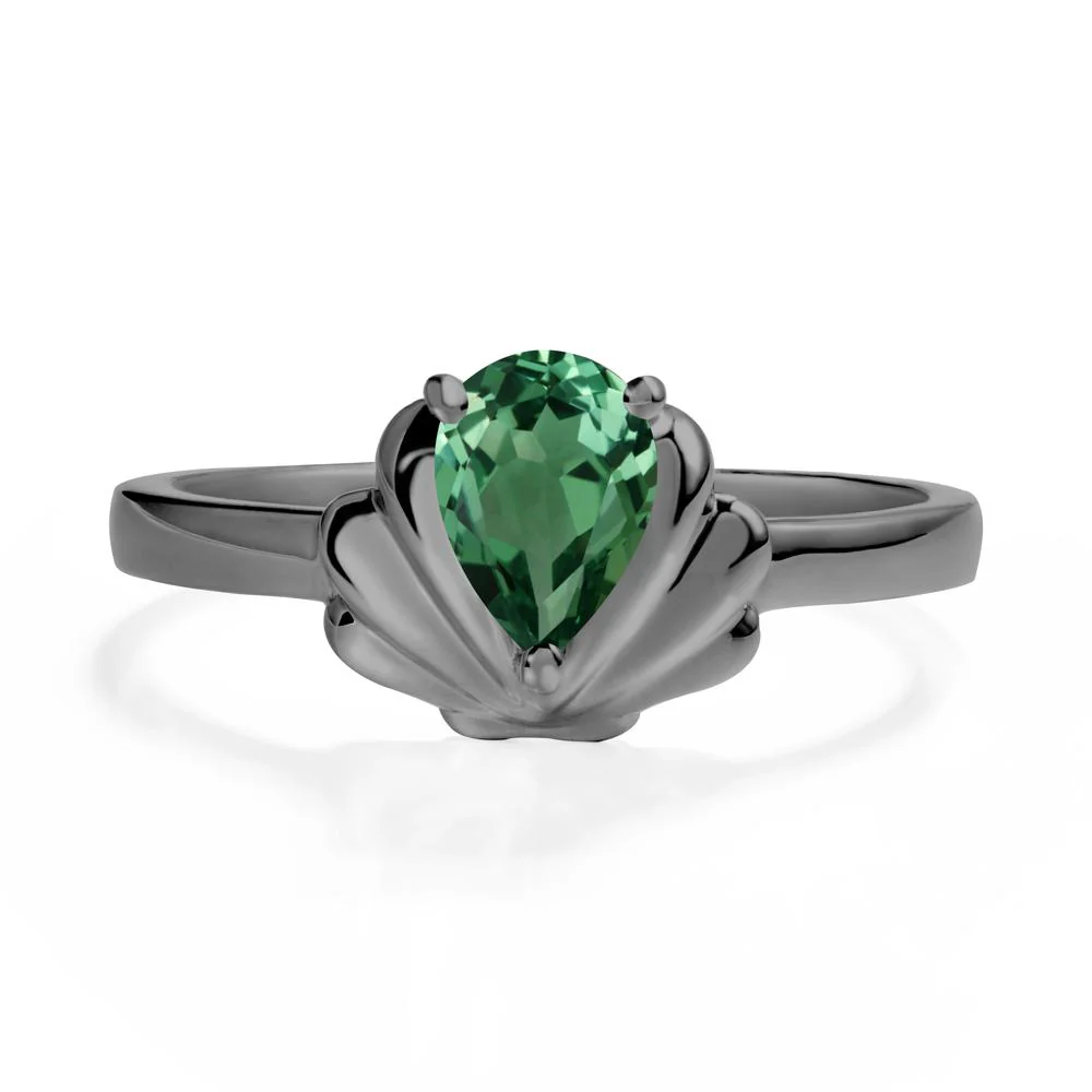 Pear Green Sapphire Shell Engagement Ring - Image 7