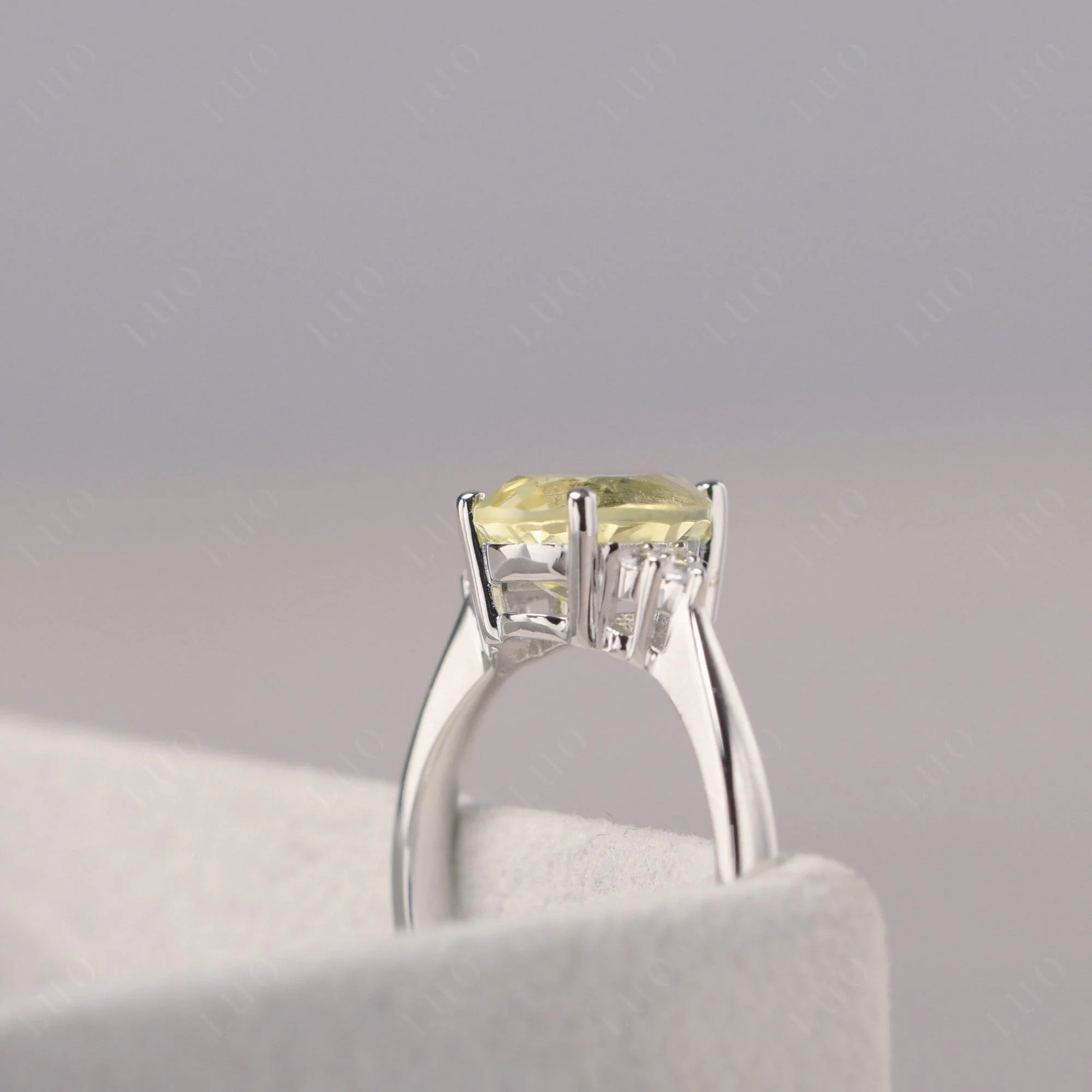 Pear Shaped Lemon Quartz Promise Ring - Image 4