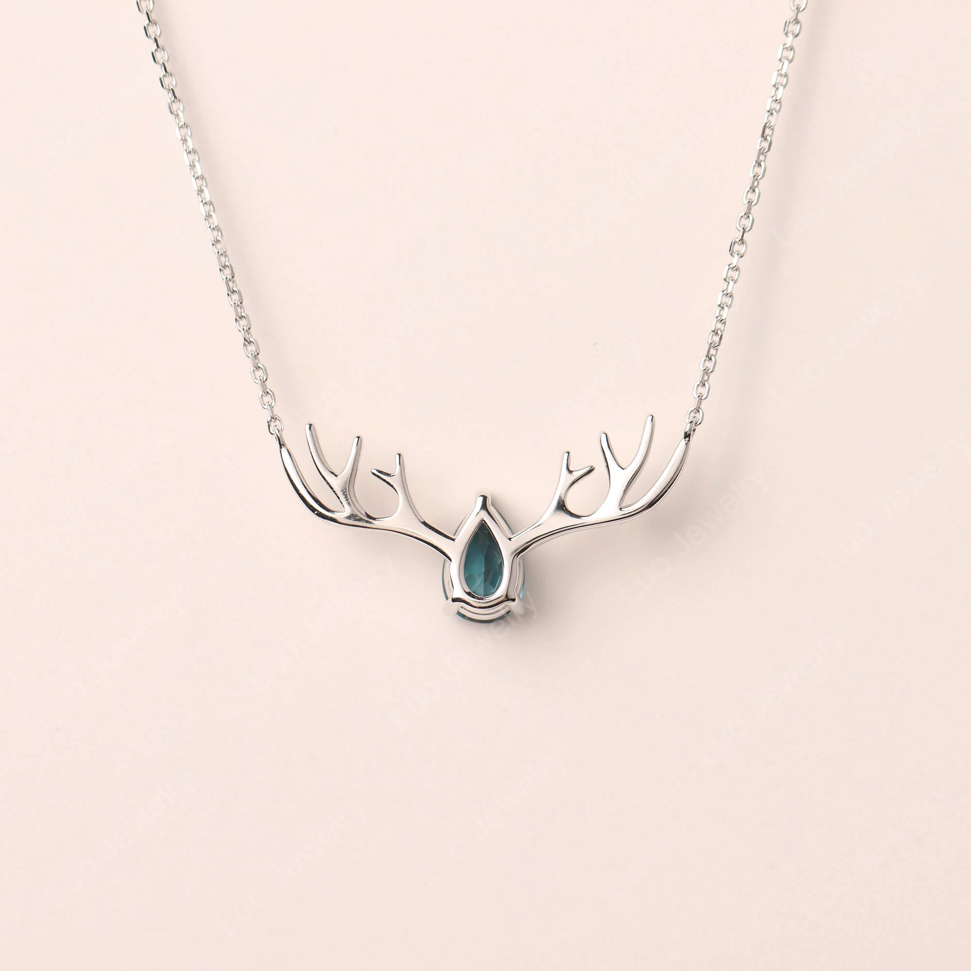 Pear London Blue Topaz Antler Necklace - Image 3