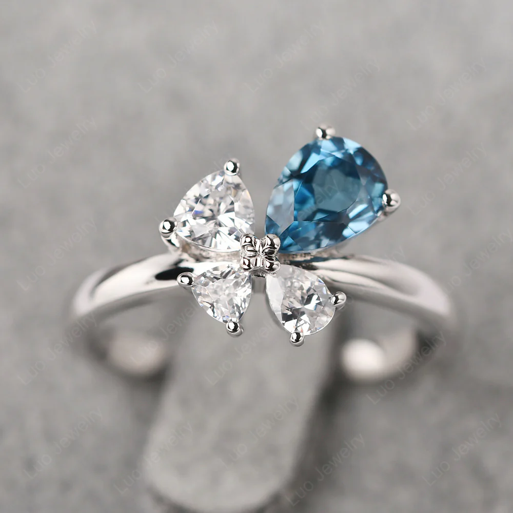 London Blue Topaz 4 Stone Ring