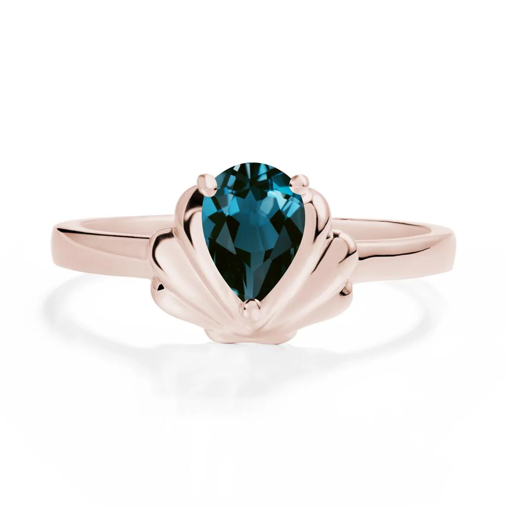 Pear London Blue Topaz Shell Engagement Ring