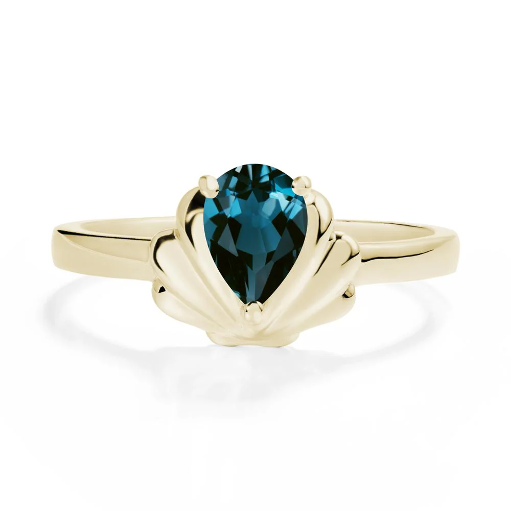 Pear London Blue Topaz Shell Engagement Ring - Image 3