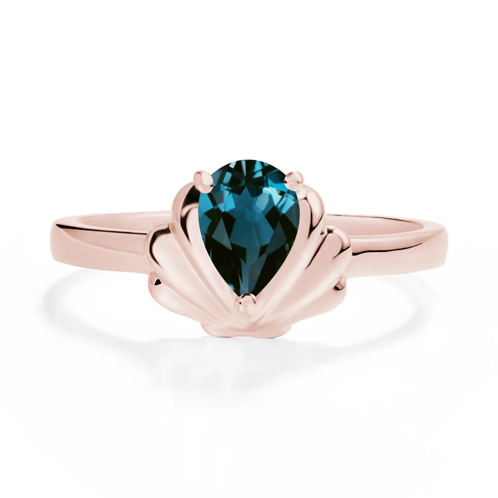Pear London Blue Topaz Shell Engagement Ring - Image 4