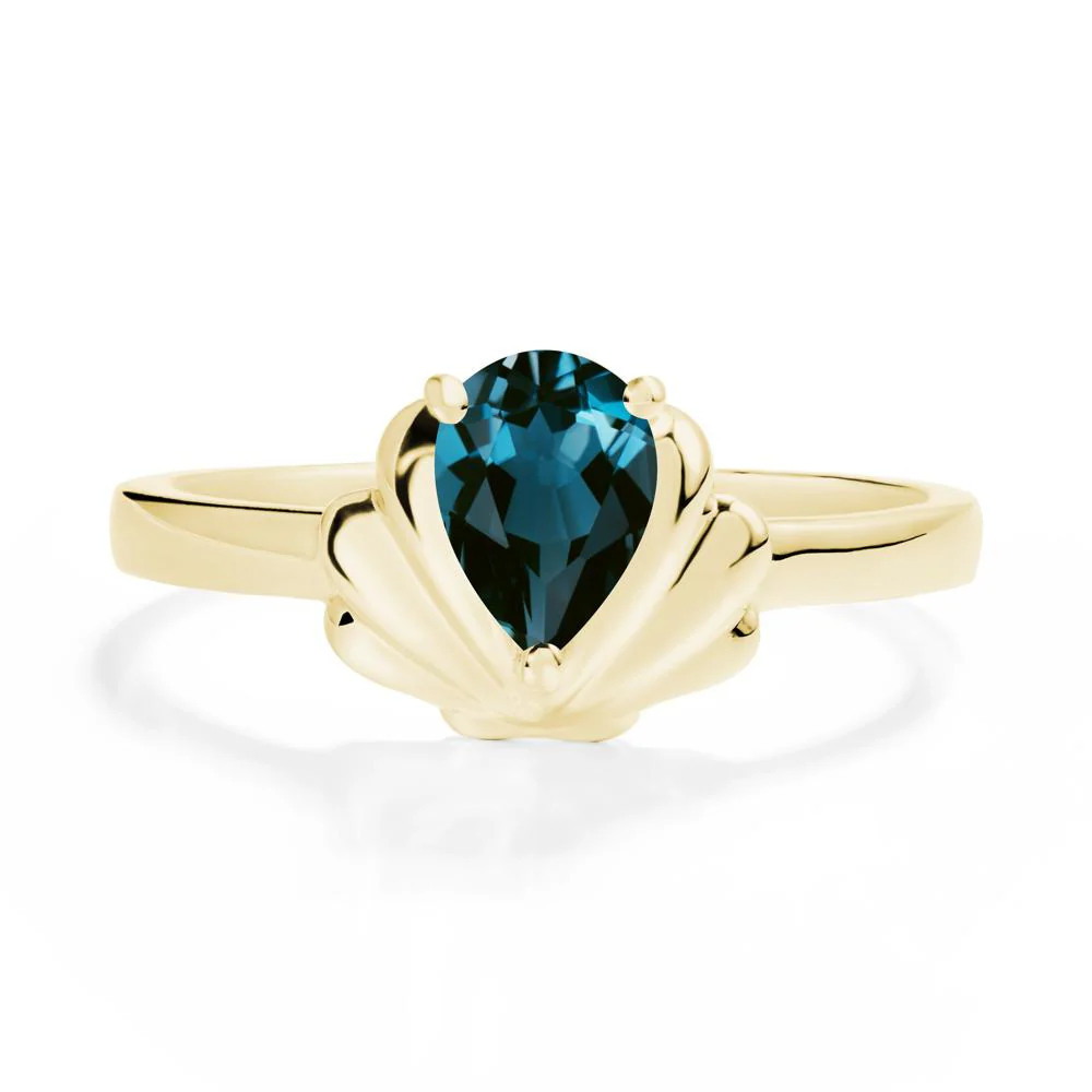 Pear London Blue Topaz Shell Engagement Ring - Image 6