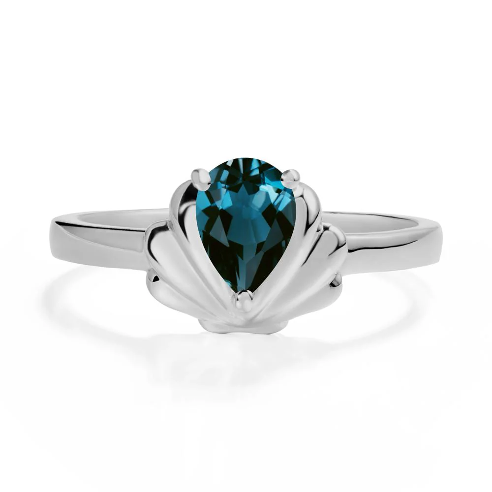 Pear London Blue Topaz Shell Engagement Ring - Image 8