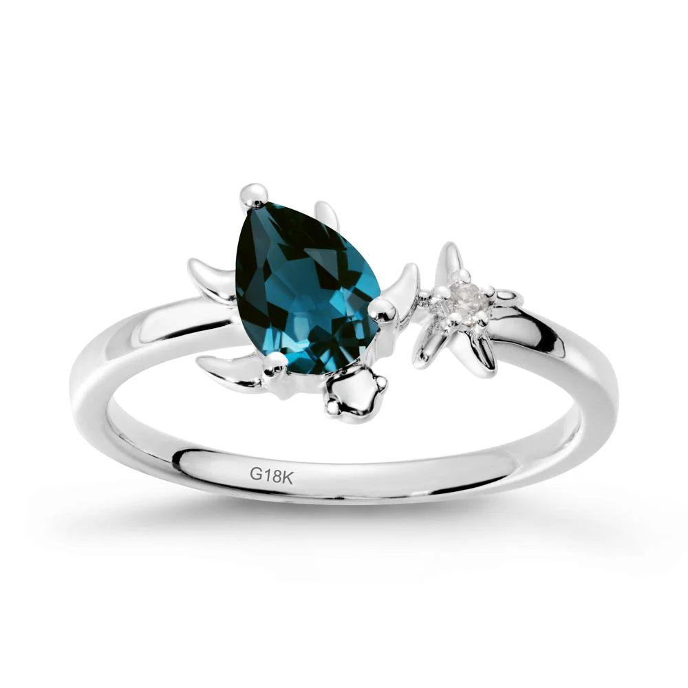 Pear London Blue Topaz Turtle and Starfish Ring - Image 6