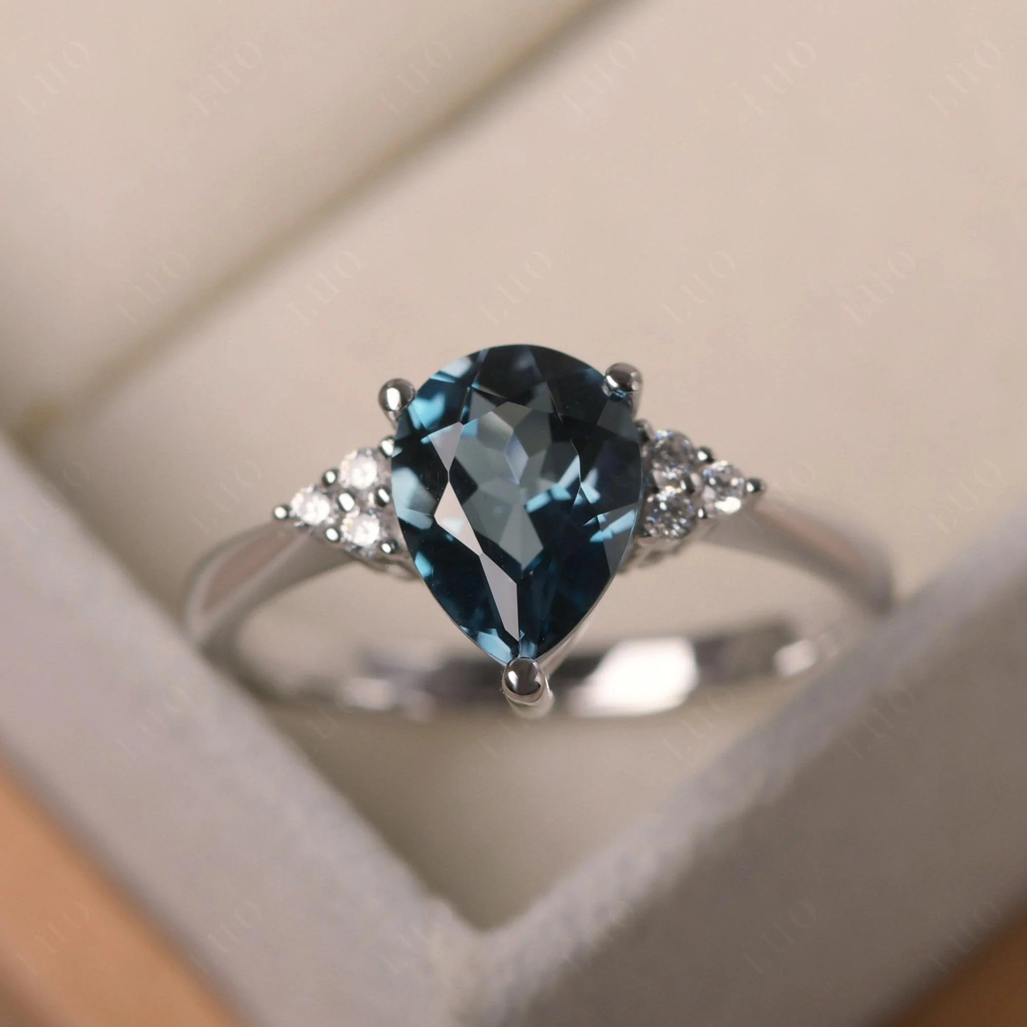 Pear Shaped London Blue Topaz Promise Ring