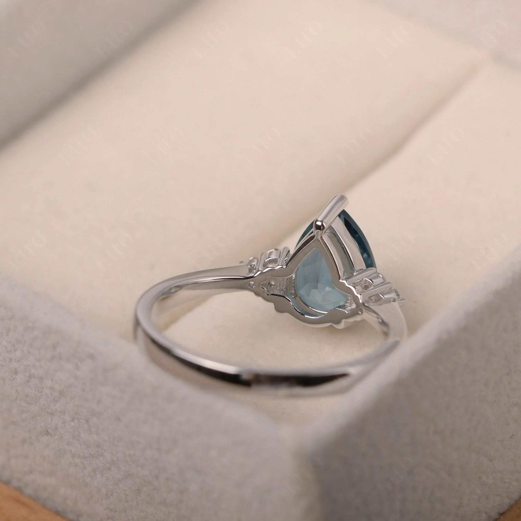 Pear Shaped London Blue Topaz Promise Ring - Image 3