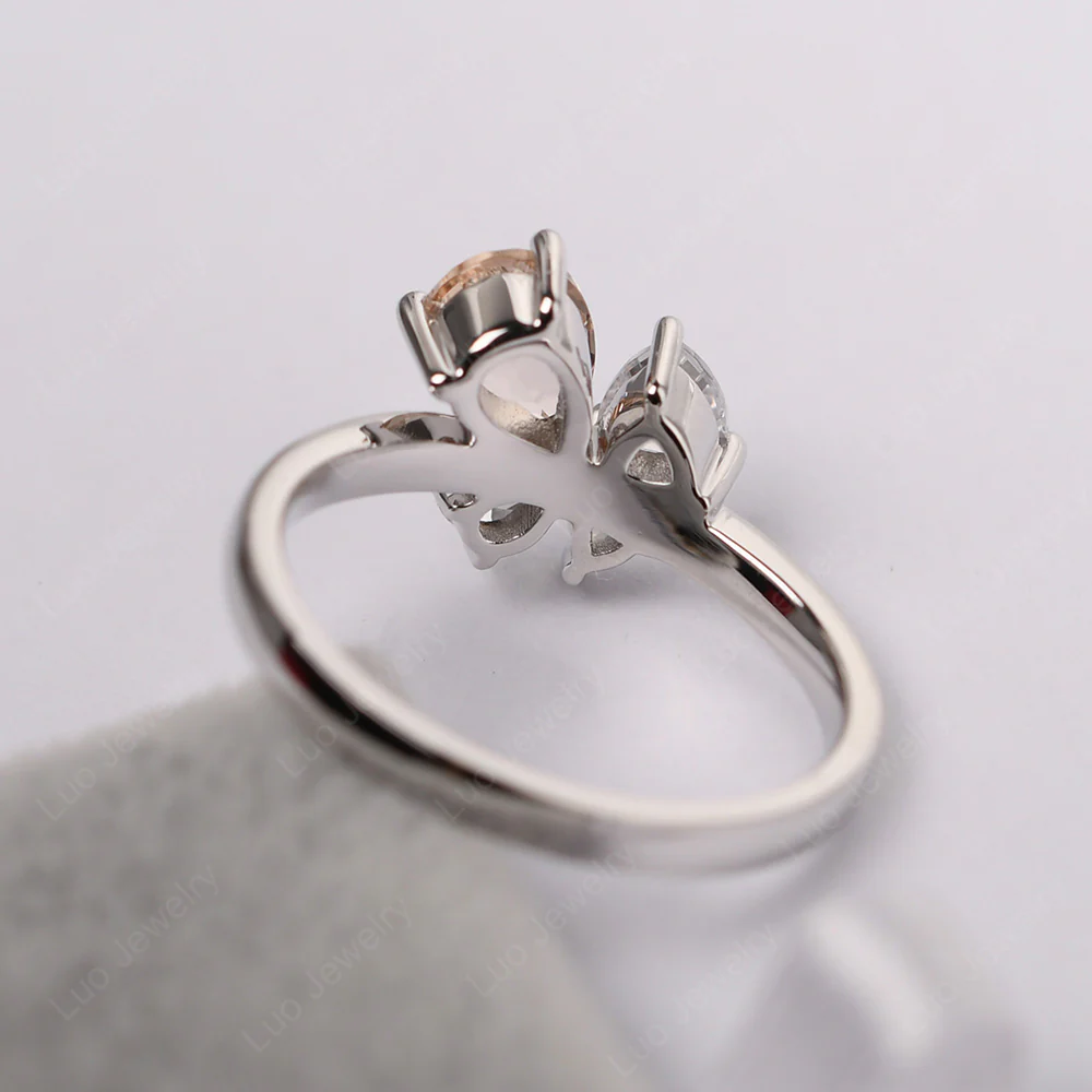 Pear Morganite Cluster Engagement Ring - Image 5