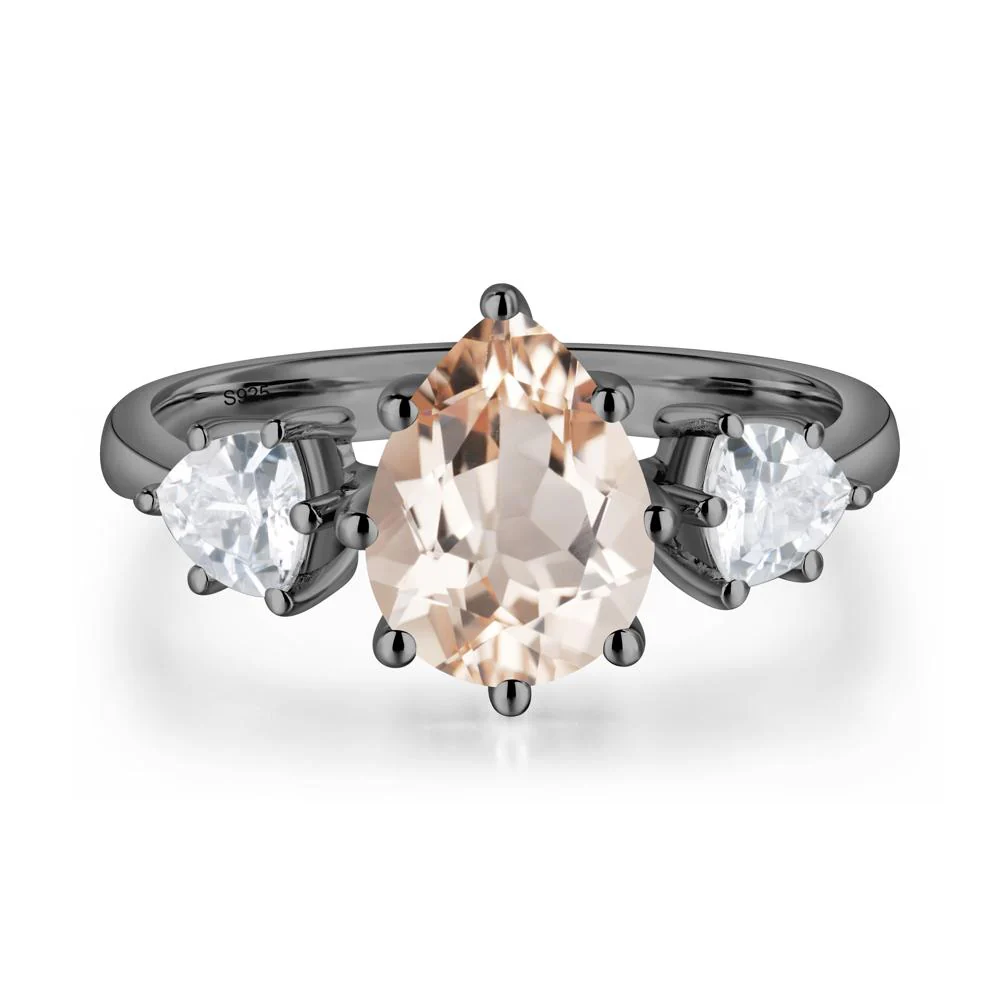 Pear Morganite Ring with Trillion Side Stone - Image 2