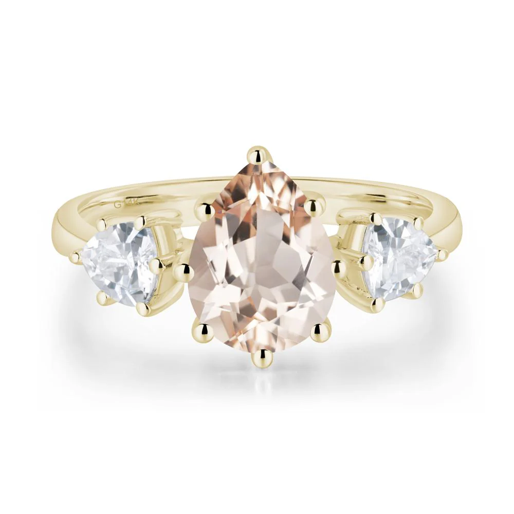 Pear Morganite Ring with Trillion Side Stone - Image 4