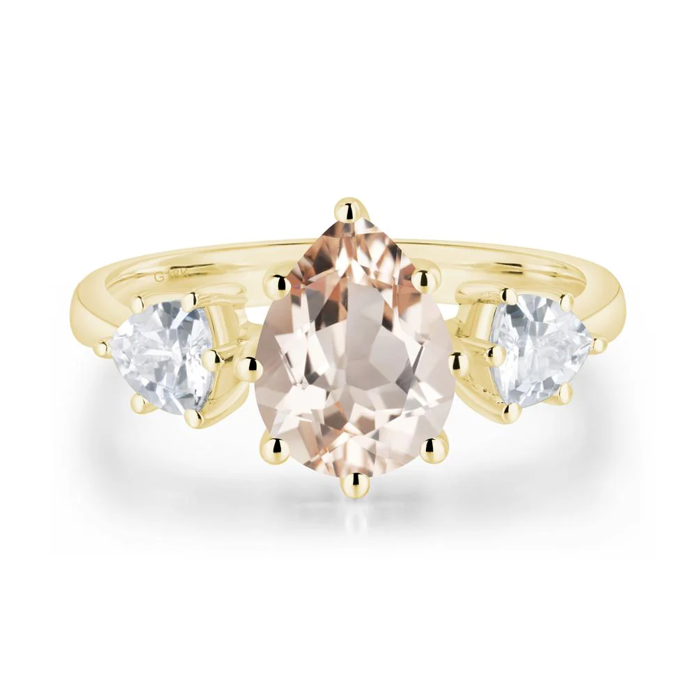 Pear Morganite Ring with Trillion Side Stone - Image 7