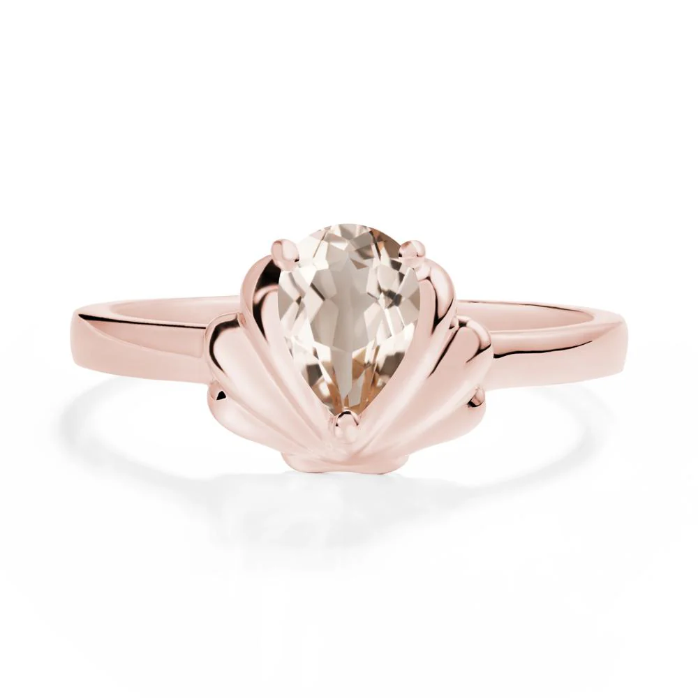 Pear Morganite Shell Engagement Ring - Image 5