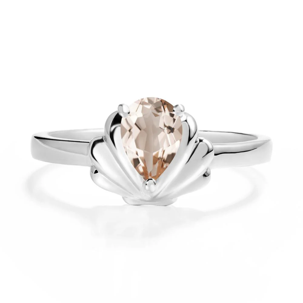 Pear Morganite Shell Engagement Ring - Image 9