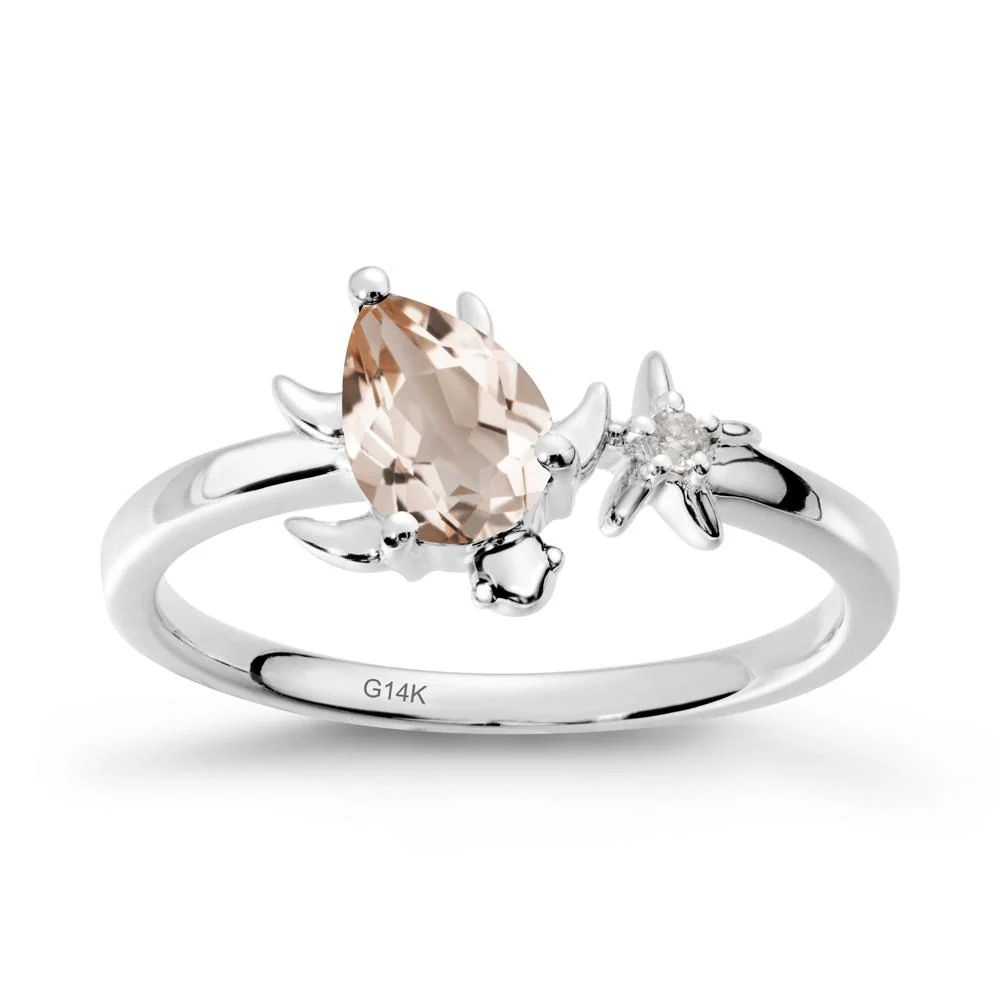 Pear Morganite Turtle and Starfish Ring - Image 3