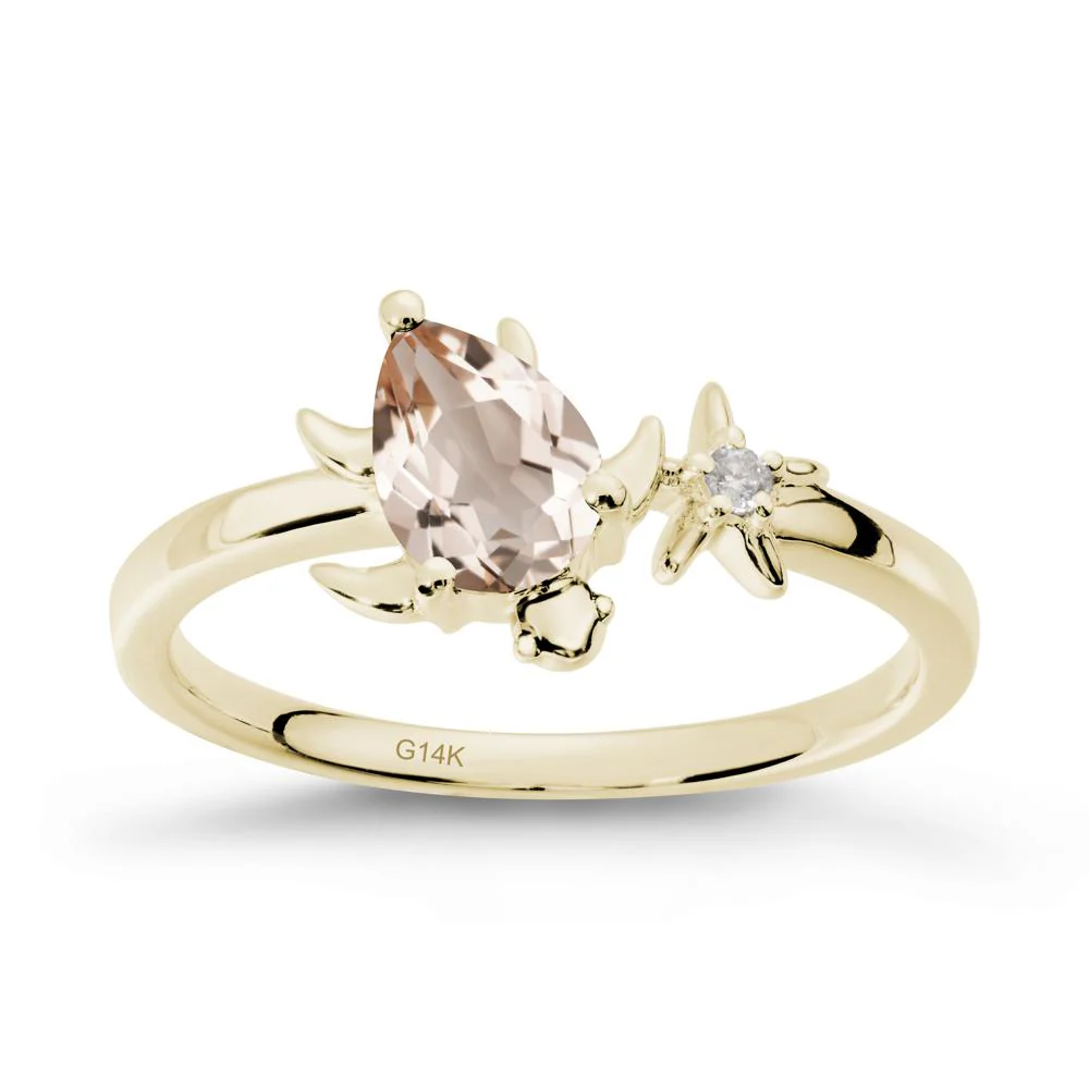 Pear Morganite Turtle and Starfish Ring - Image 4