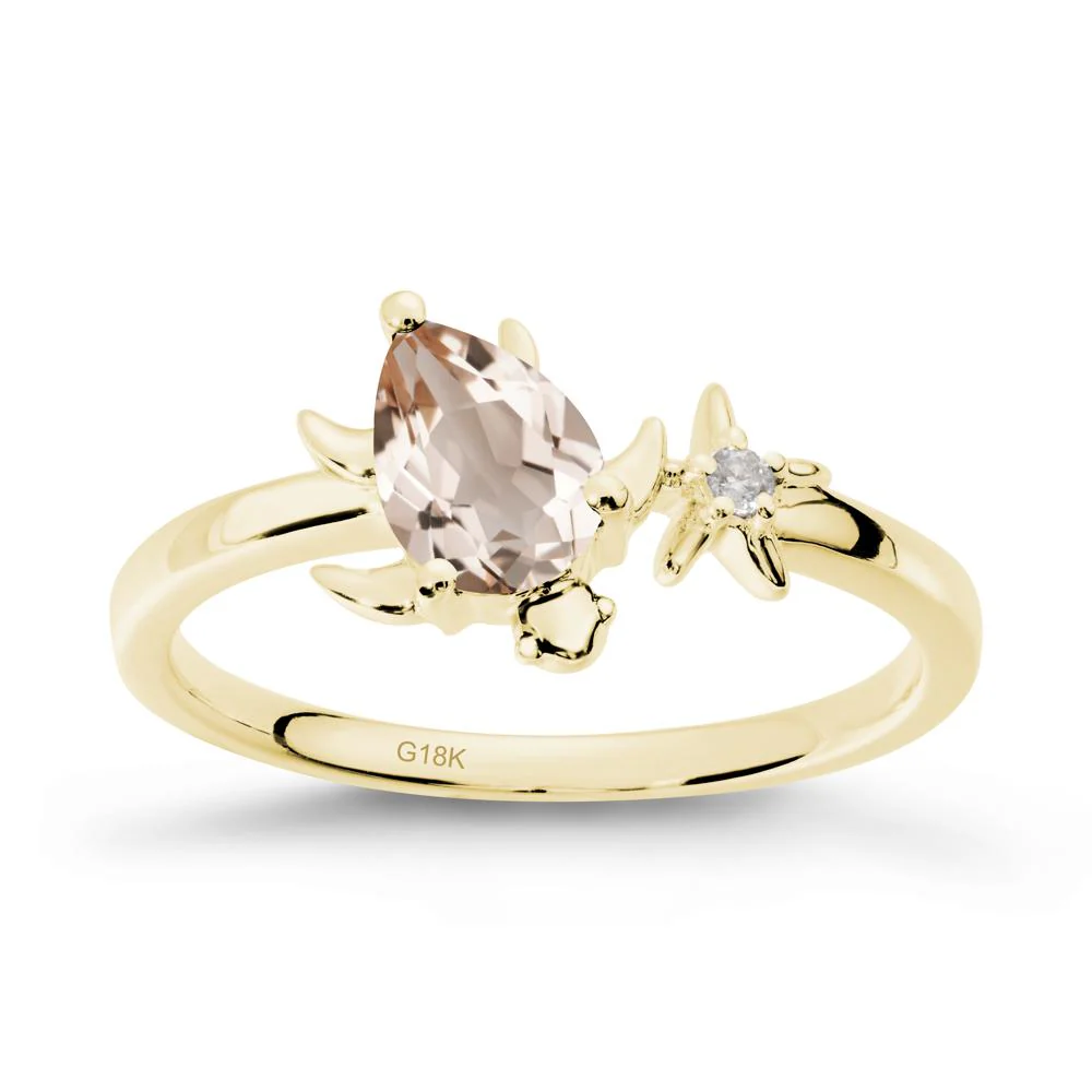 Pear Morganite Turtle and Starfish Ring - Image 7