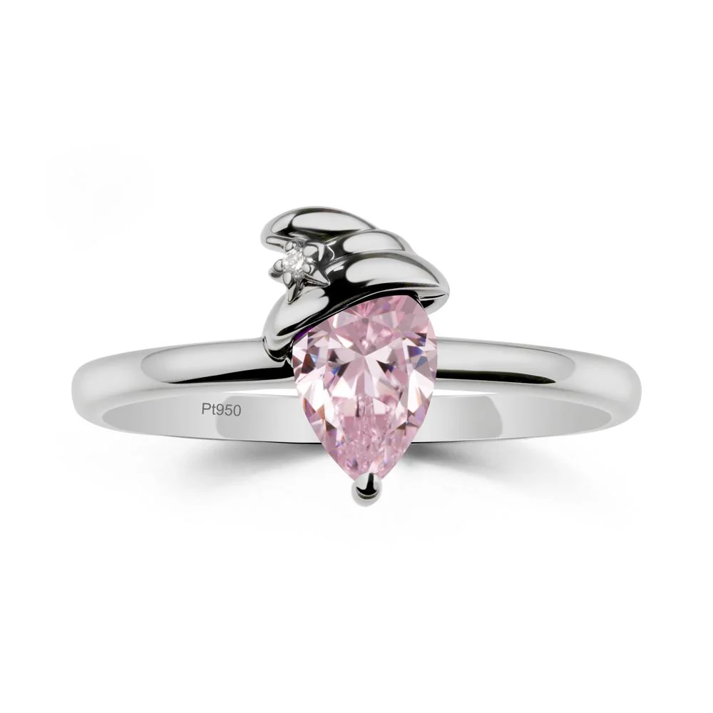 Pear Pink Cubic Zirconia Hat Ring