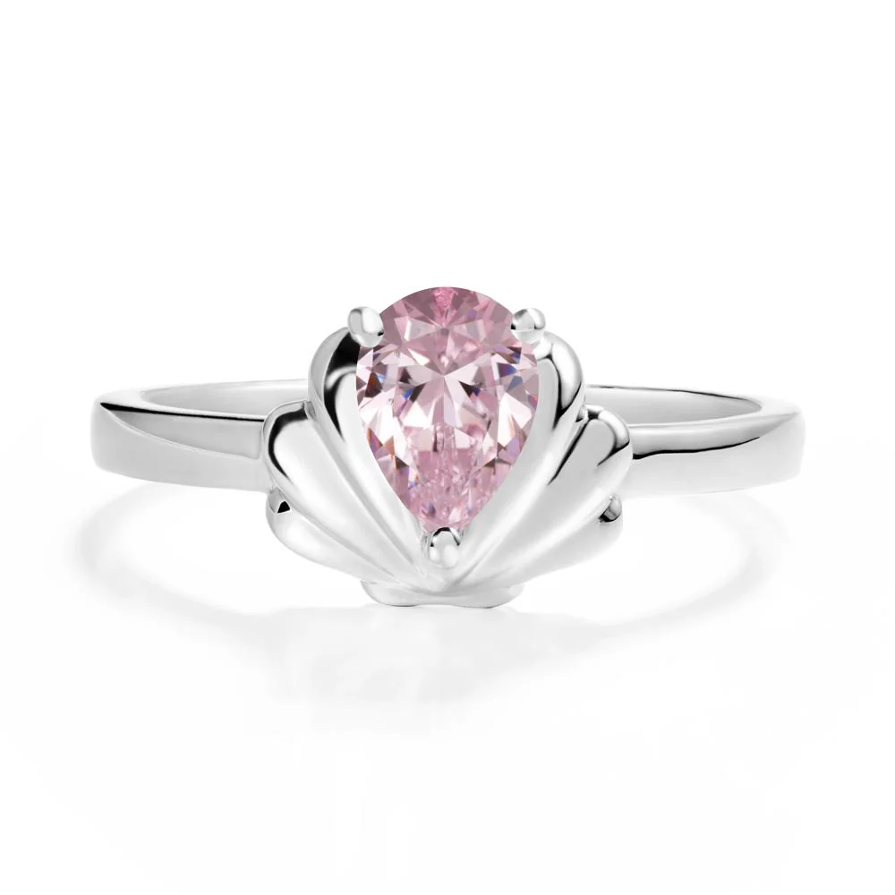 Pear Pink Cubic Zirconia Shell Engagement Ring - Image 2