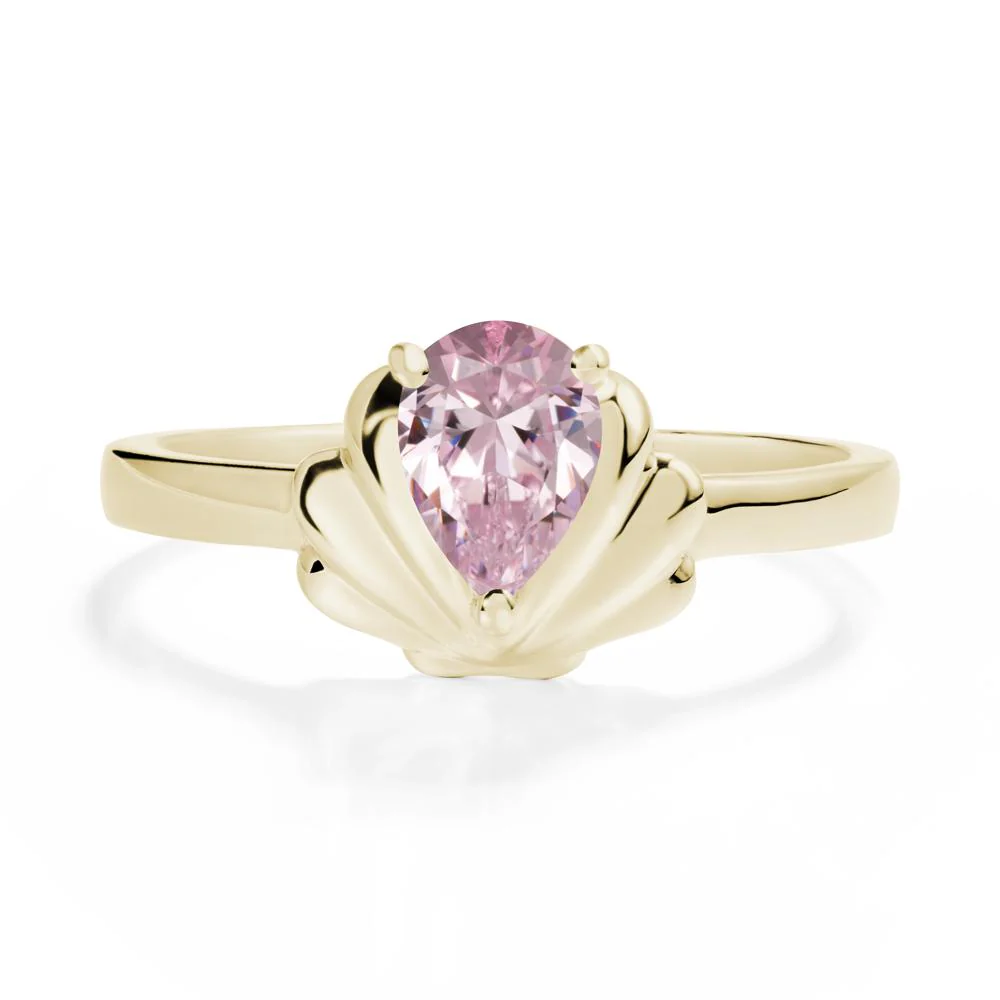 Pear Pink Cubic Zirconia Shell Engagement Ring - Image 3