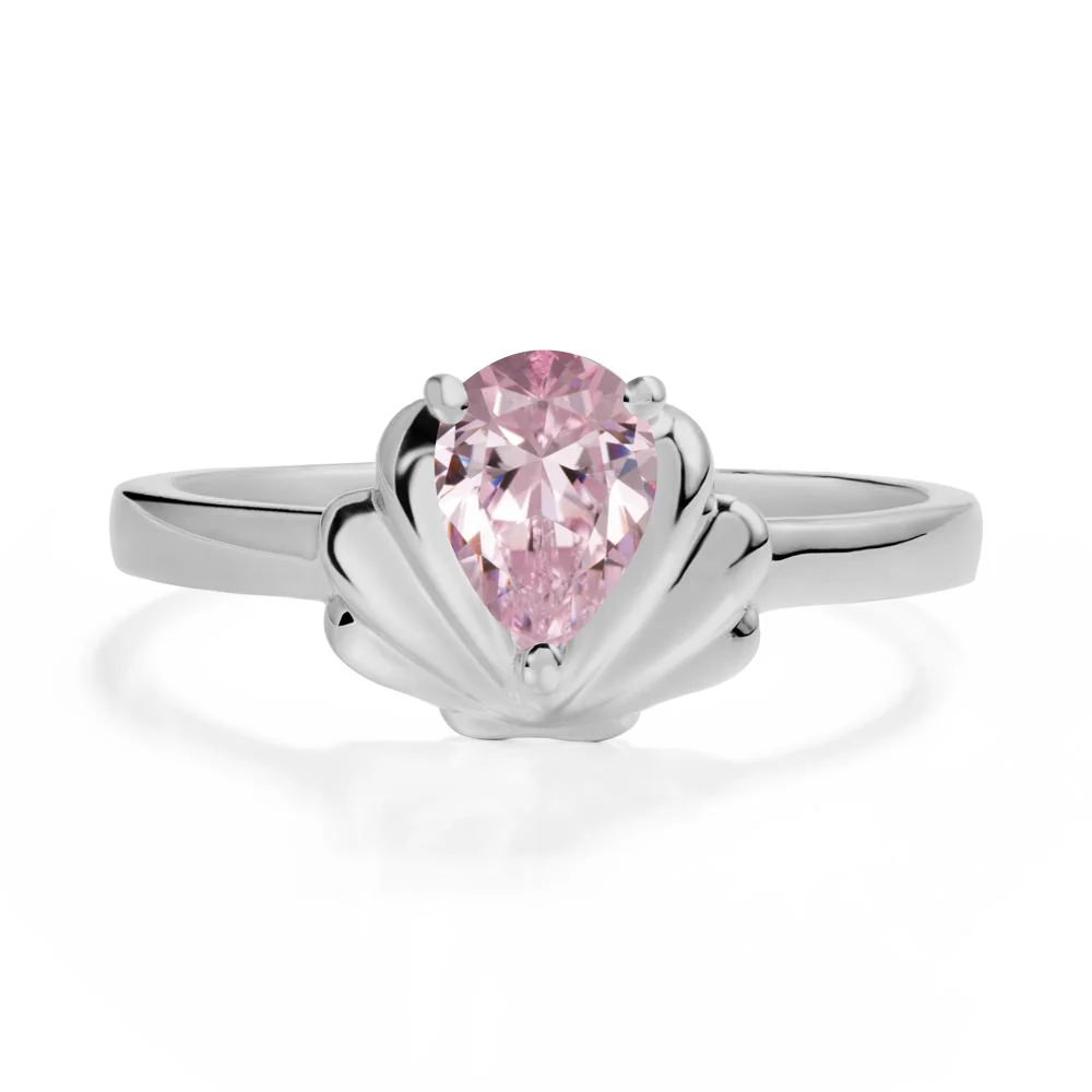Pear Pink Cubic Zirconia Shell Engagement Ring - Image 8