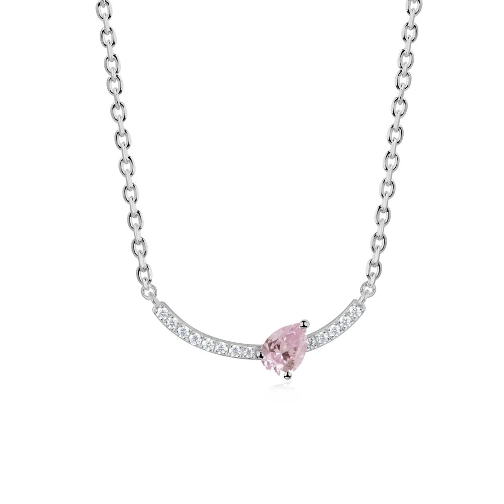 Pear Pink Cubic Zirconia Smile Necklace