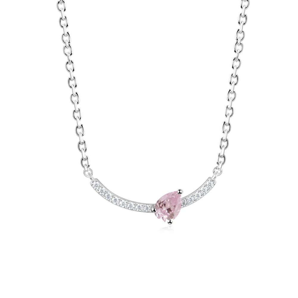 Pear Pink Cubic Zirconia Smile Necklace - Image 6