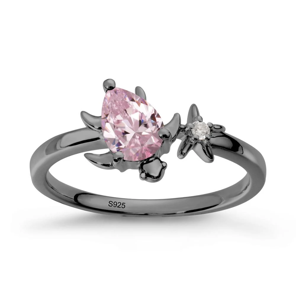 Pear Pink Cubic Zirconia Turtle and Starfish Ring - Image 7