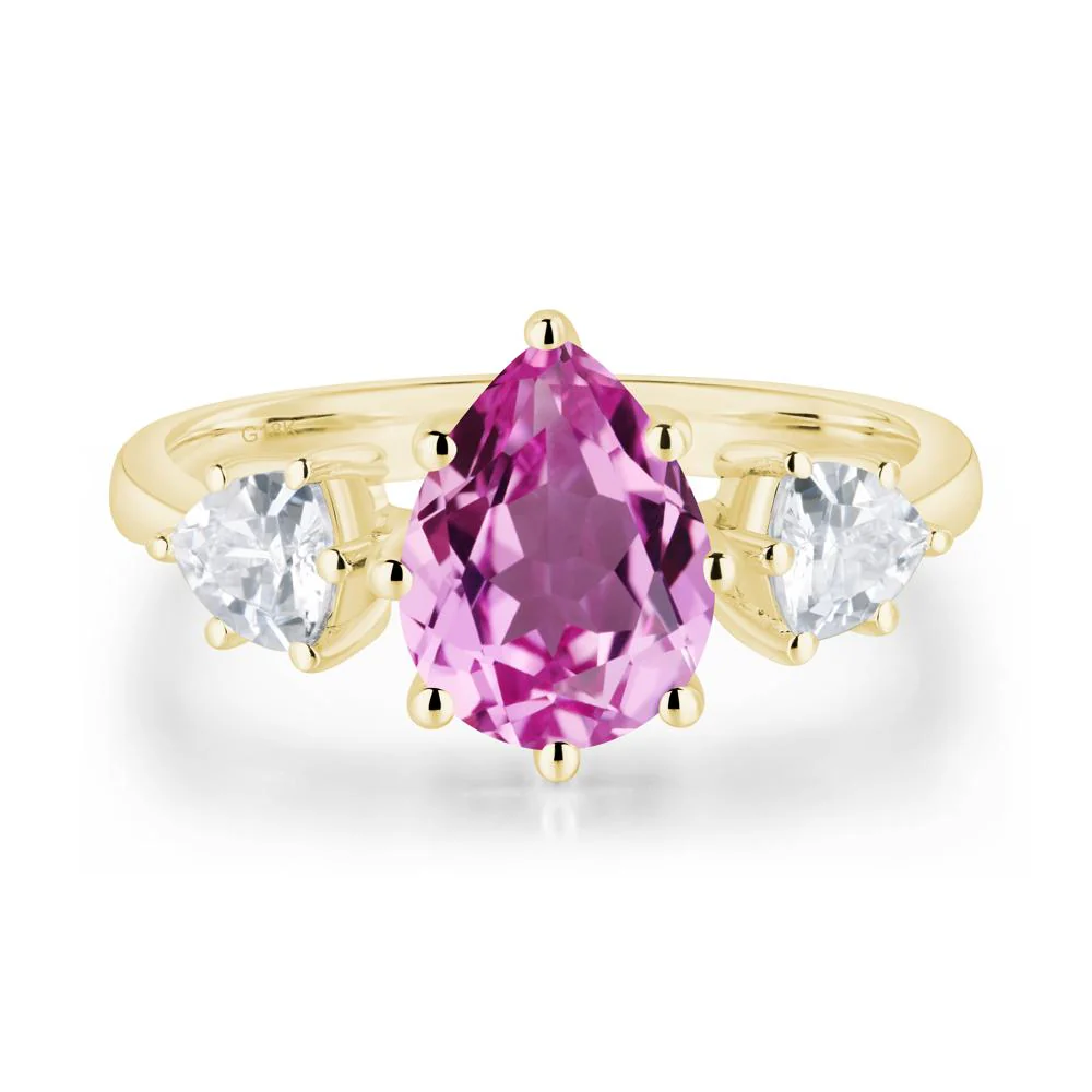 Pear Pink Sapphire Ring with Trillion Side Stone - Image 7