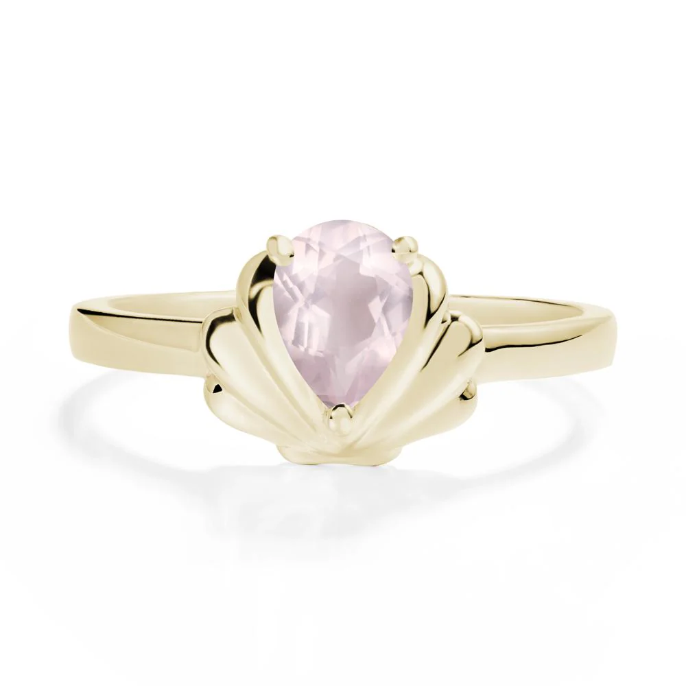 Pear Rose Quartz Shell Engagement Ring