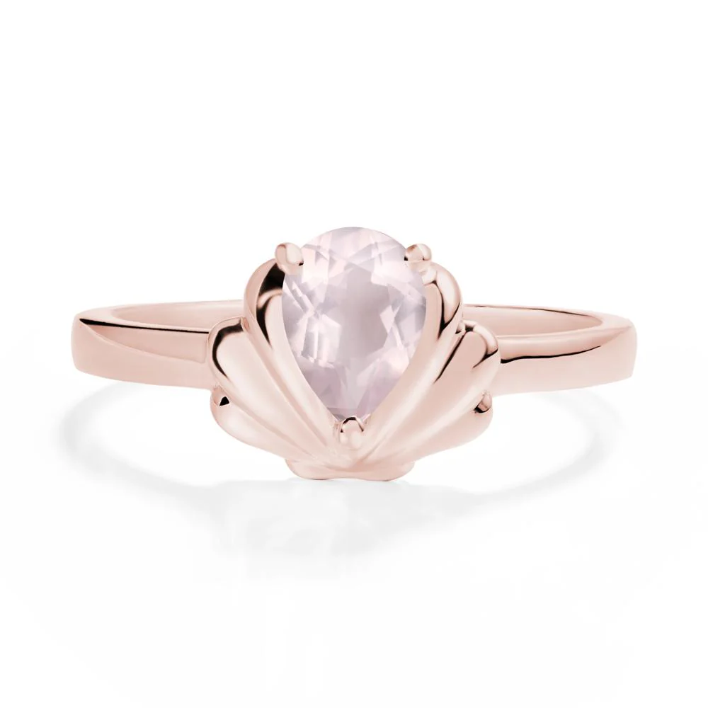 Pear Rose Quartz Shell Engagement Ring - Image 4