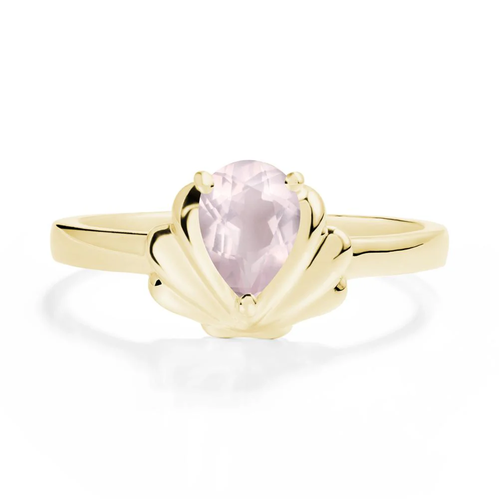 Pear Rose Quartz Shell Engagement Ring - Image 6
