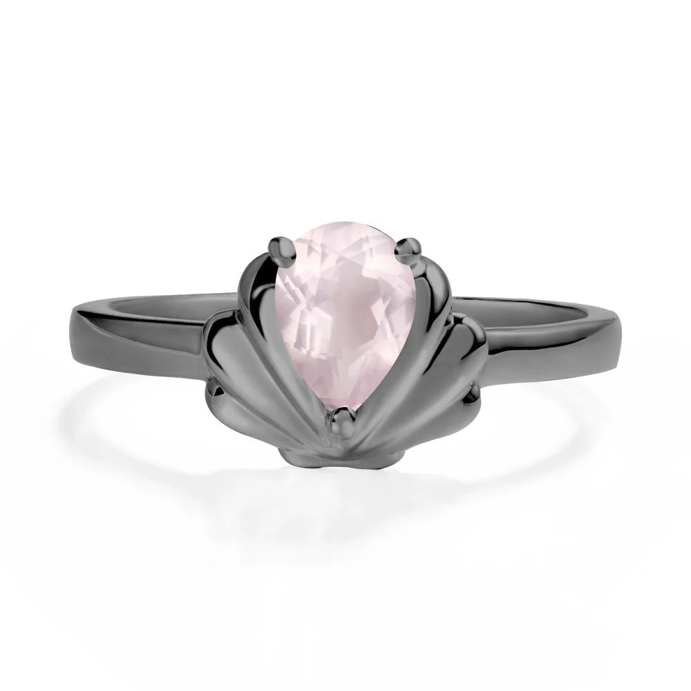 Pear Rose Quartz Shell Engagement Ring - Image 7