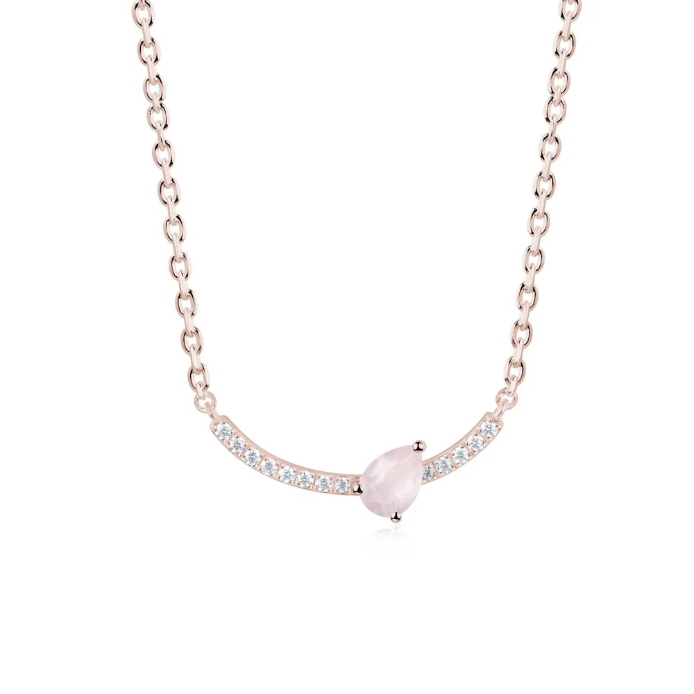 Pear Rose Quartz Smile Necklace