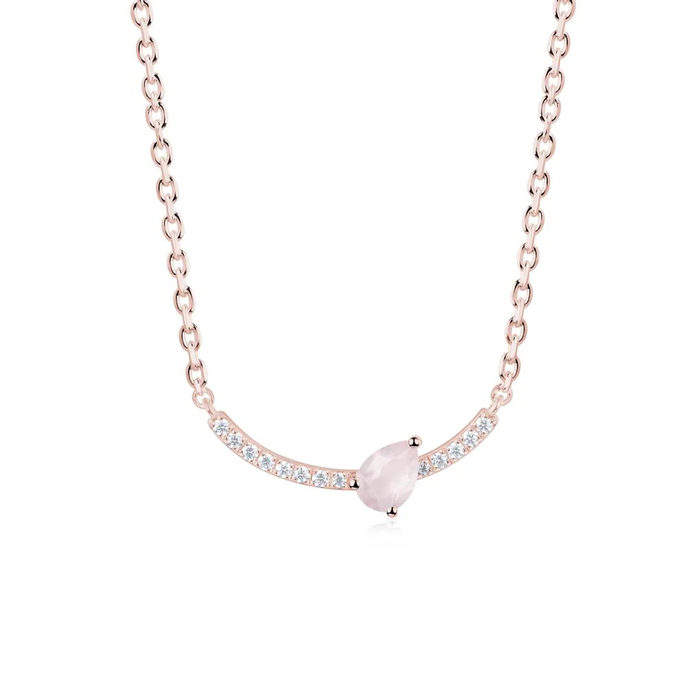Pear Rose Quartz Smile Necklace - Image 6
