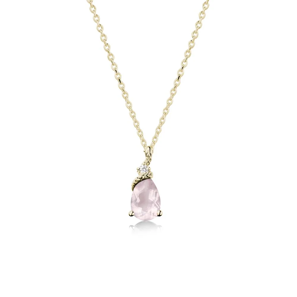 Pear Rose Quartz Snake Necklace - Image 4