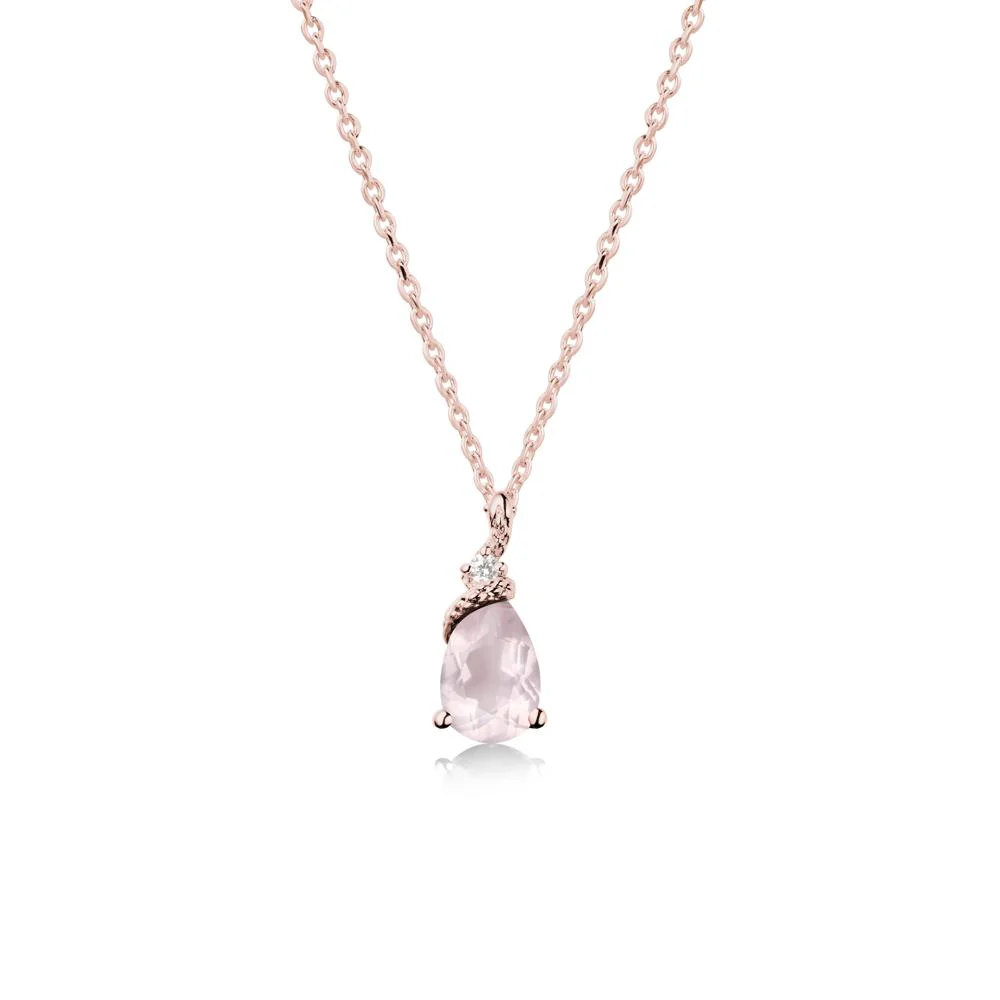 Pear Rose Quartz Snake Necklace - Image 5