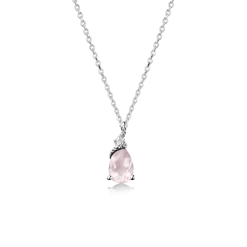 Pear Rose Quartz Snake Necklace - Image 6