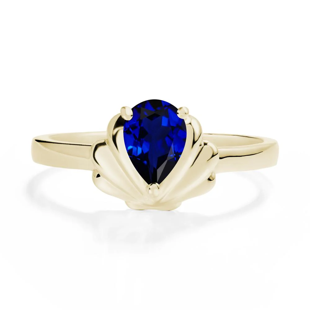 Pear Sapphire Shell Engagement Ring - Image 4