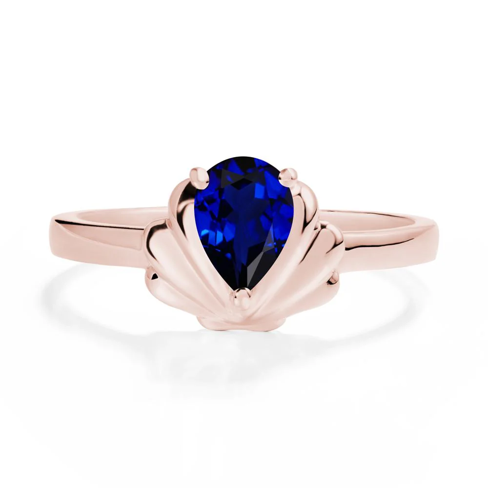Pear Sapphire Shell Engagement Ring - Image 5