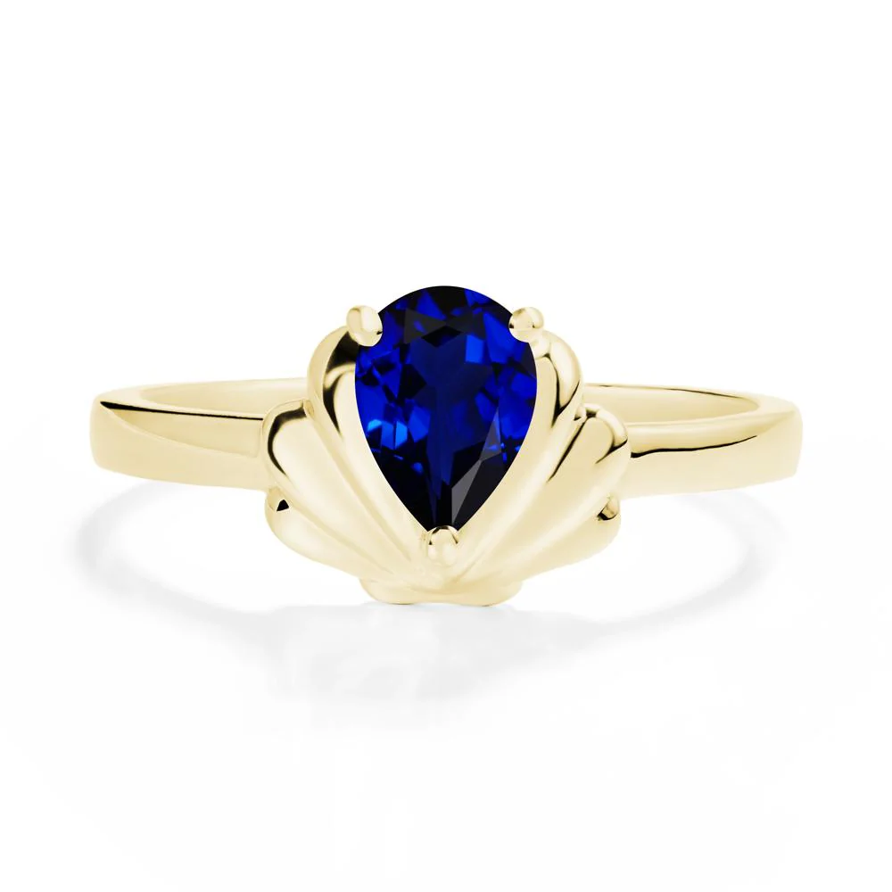 Pear Sapphire Shell Engagement Ring - Image 7