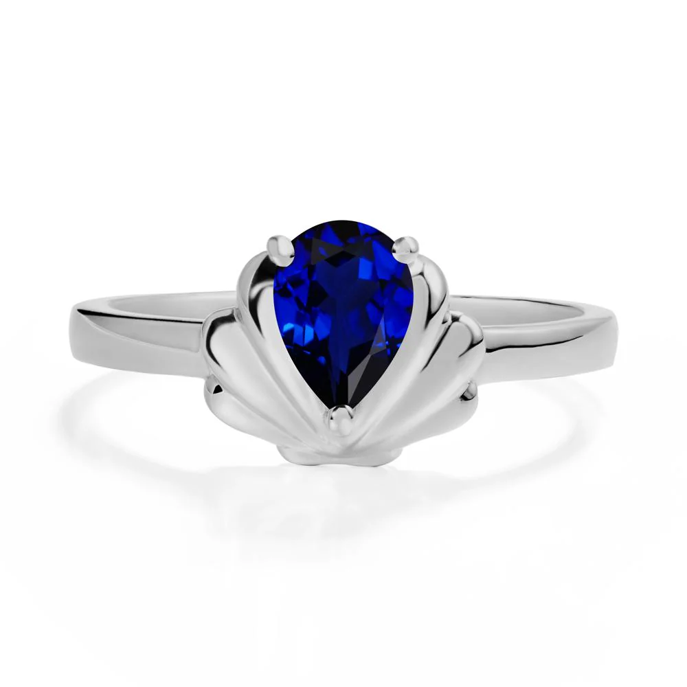Pear Sapphire Shell Engagement Ring - Image 8