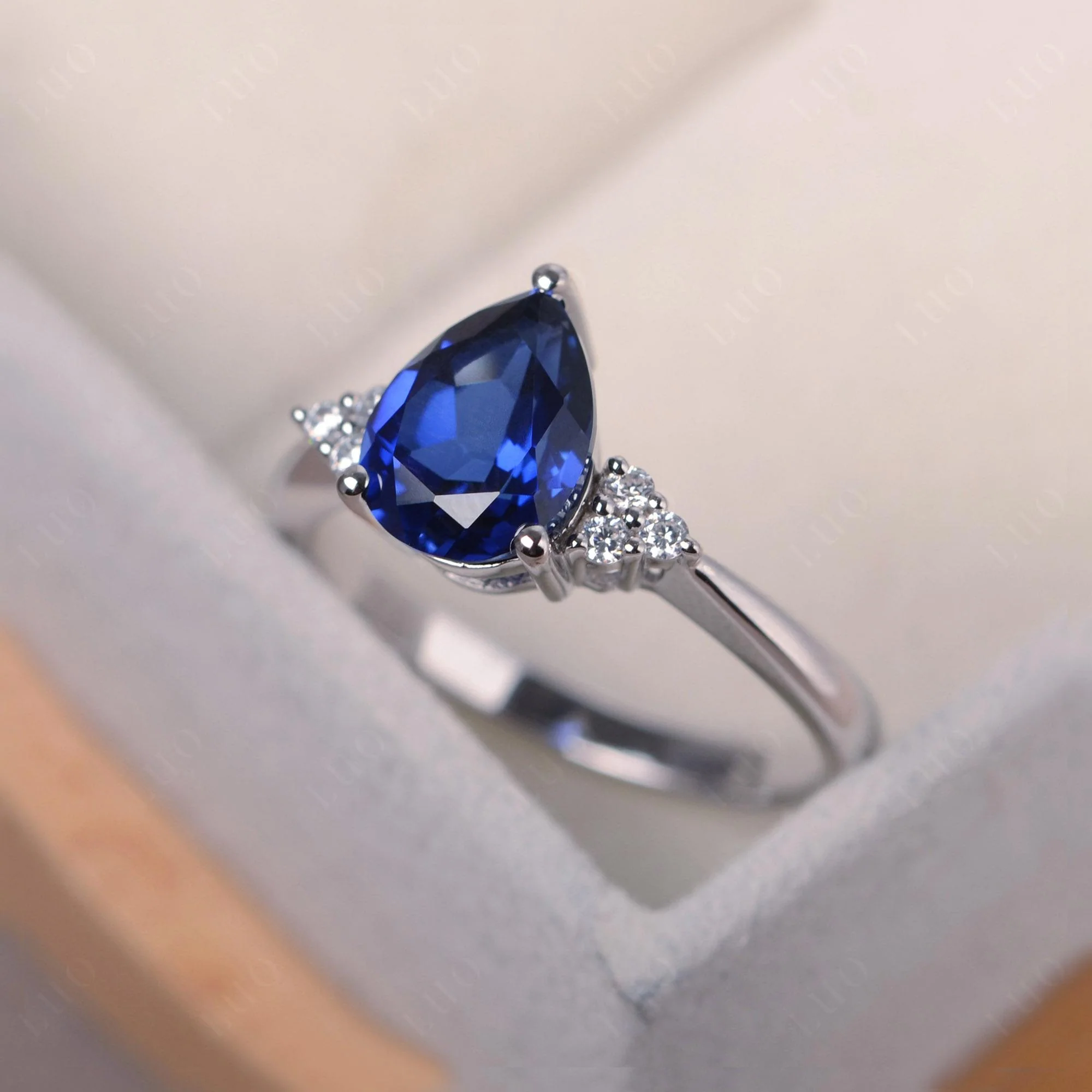 Pear Shaped Sapphire Promise Ring - Image 2