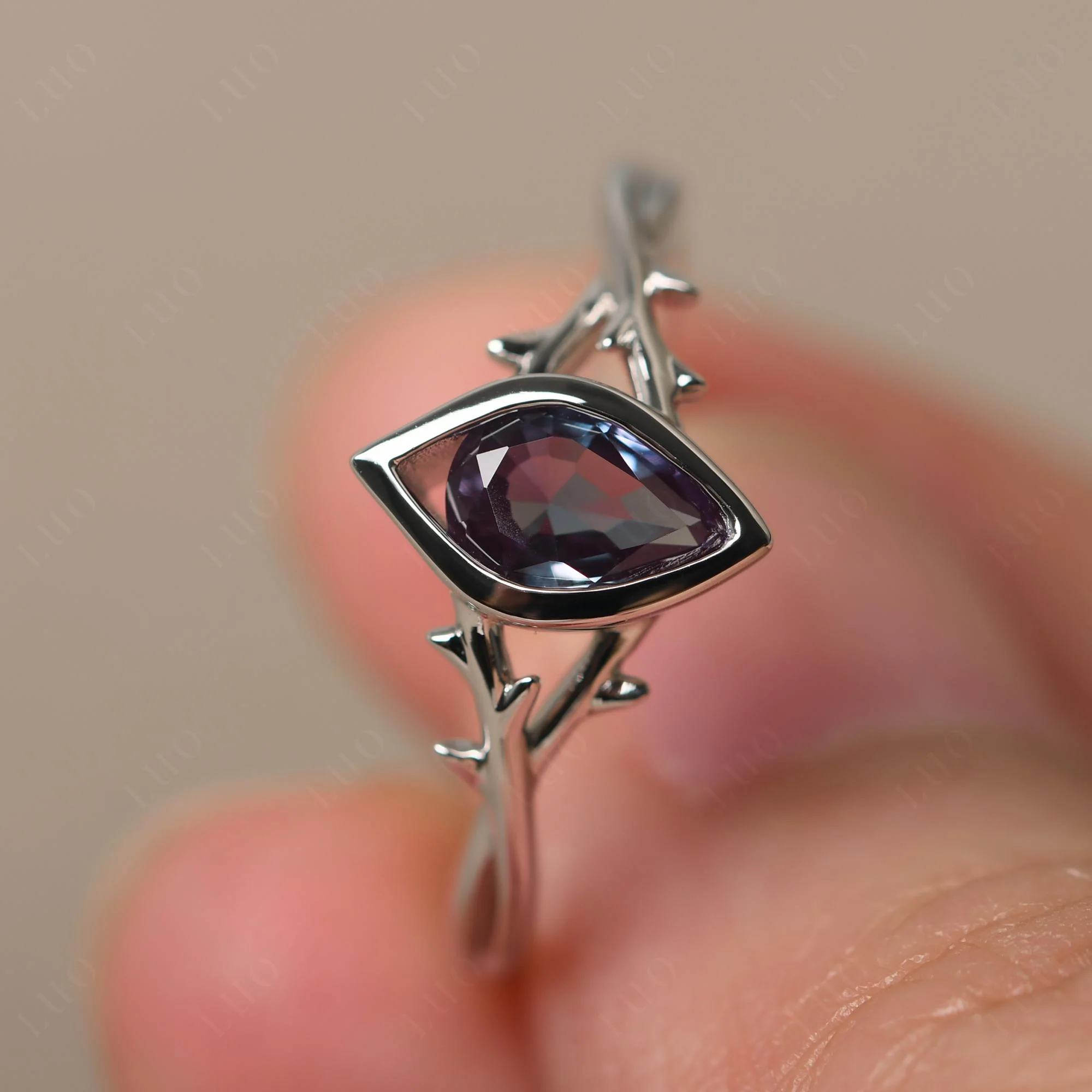 Alexandrite Twig Bezel Set Ring - Image 29