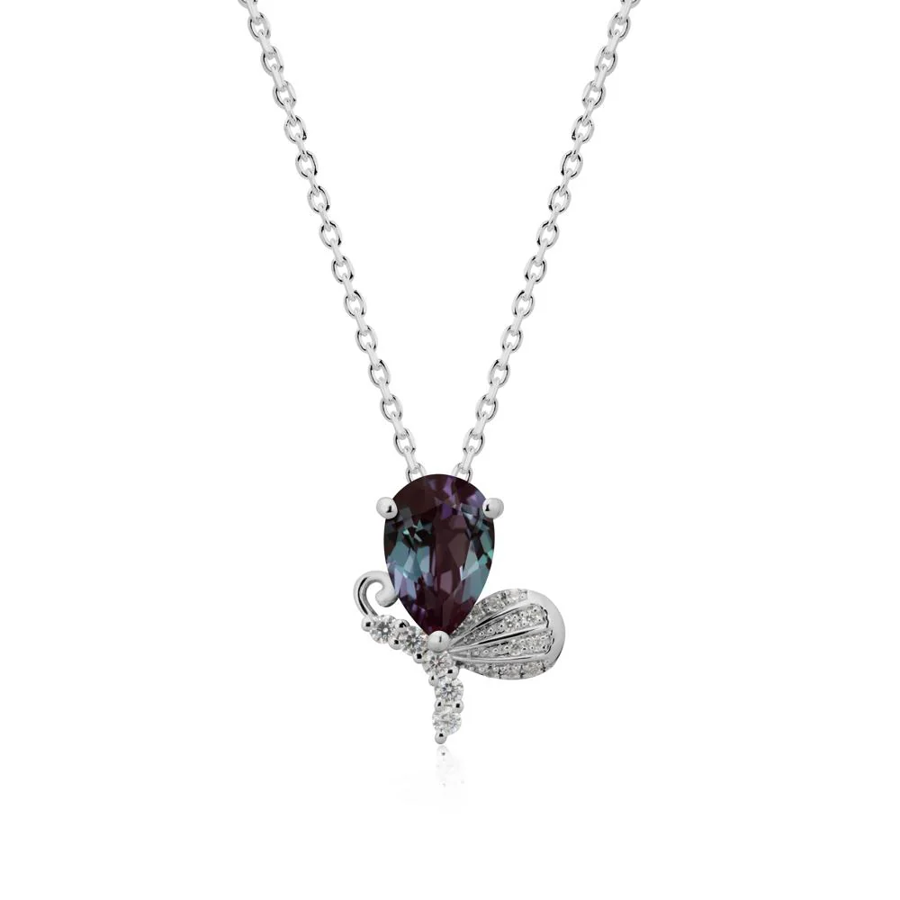 Pear Shaped Alexandrite Butterfly Necklace